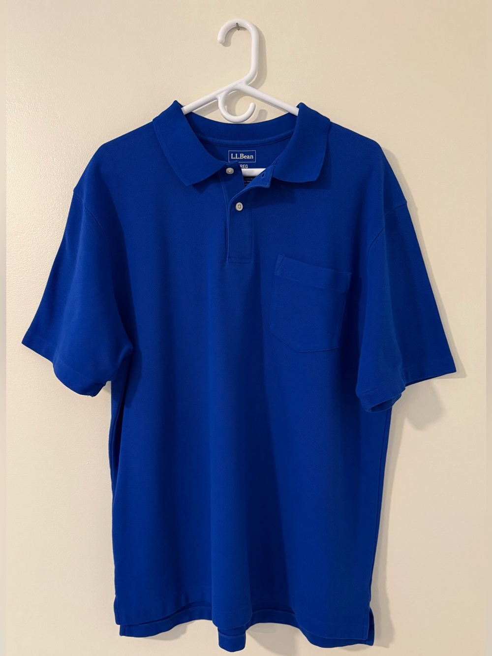 L.L. Bean Royal Blue Polo 100% Cotton SS Sz L